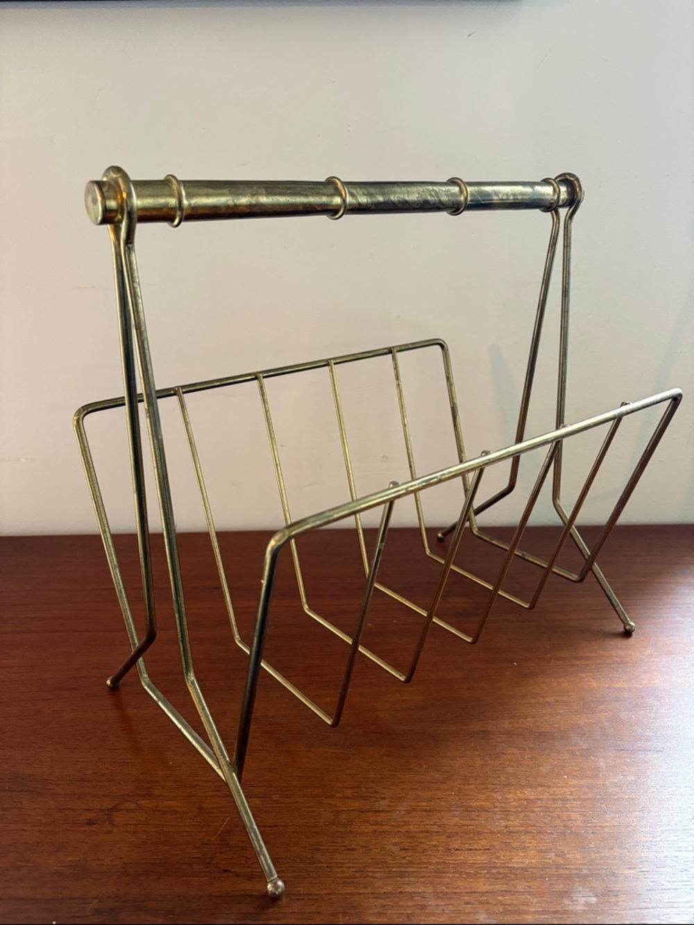 VINTAGE - Brass Metal Record/Magazine Rack